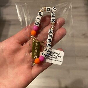 Dunkin' Beaded Keychain with Gold Charm